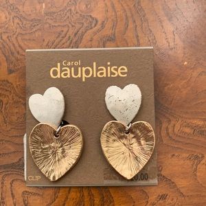 Cute Carol Dauplaise clip m double heart earrings. Never worn